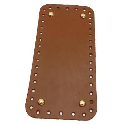 Angel Çanta Aksesuar Gerçek Deri Sütlü Kahve 25X12 cm Dikdörtgen Light Gold Metalli Çanta Tabanı - 1