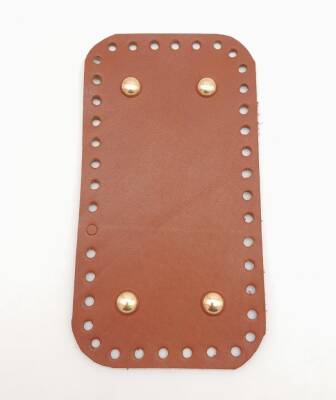 Angel Çanta Aksesuar Gerçek Deri Taba 15X8 cm Dikdörtgen Light Gold Metalli Çanta Tabanı - 1