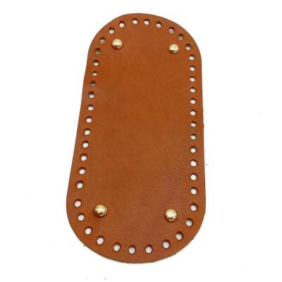 Angel Çanta Aksesuar Gerçek Deri Taba 25X12 cm Oval Light Gold Metalli Çanta Tabanı - 1