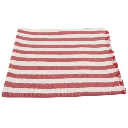 Angel Çanta Aksesuar Balıksırtı Kırmızı Çizgili Keten Çanta Yapım Kumaşı - 2