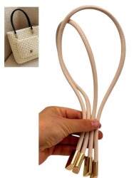 Angel Çanta Aksesuar 60 cm Krem Renk Trend Model Çift Çanta Sapı - Angel Çanta Aksesuar