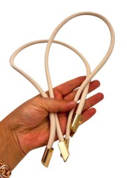 Angel Çanta Aksesuar 60 cm Krem Renk Trend Model Çift Çanta Sapı - 5