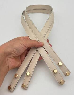 Angel Çanta Aksesuar 70x1.8 cm Suni Deri Bej Renk Vidalı Çanta Sapı - 1