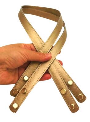 Angel Çanta Aksesuar 70x1.8 cm Suni Deri Gold Renk Vidalı Çanta Sapı - 1