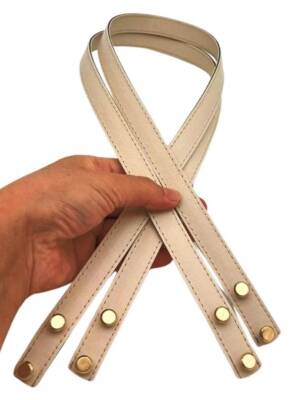 Angel Çanta Aksesuar 70x1.8 cm Suni Deri Krem Renk Vidalı Çanta Sapı - 1