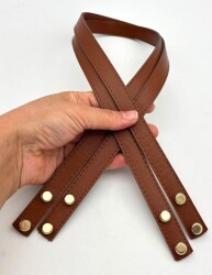 Angel Çanta Aksesuar 70x1.8 cm Suni Deri Taba Renk Vidalı Çanta Sapı - Angel Çanta Aksesuar