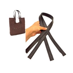 Angel Çanta Aksesuar 80x2 cm Koyu Kahve Renk 16 Delikli Model Çift Çanta Sapı - Angel Çanta Aksesuar