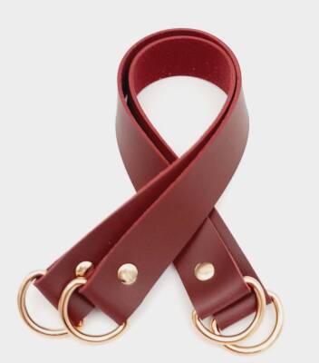 Angel Çanta Aksesuar Suni Deri 38x2.5 cm Bordo Renk Çift Çanta Sapı Light Gold Metalli - 1