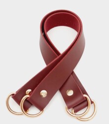 Angel Çanta Aksesuar Suni Deri 38x2.5 cm Bordo Renk Çift Çanta Sapı Light Gold Metalli - Angel Çanta Aksesuar