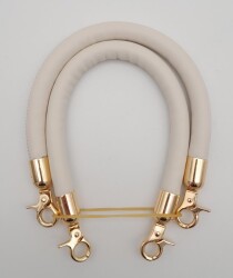 Angel Çanta Aksesuar Çift Kısa Kordon Çanta Sapı Bej Renk Light Gold Metalli - 2