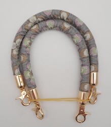 Angel Çanta Aksesuar Çift Kısa Kordon Çanta Sapı Gri Lila Çiçekli Light Gold Metalli - 2