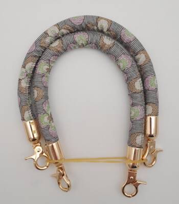 Angel Çanta Aksesuar Çift Kısa Kordon Çanta Sapı Gri Lila Çiçekli Light Gold Metalli - 2