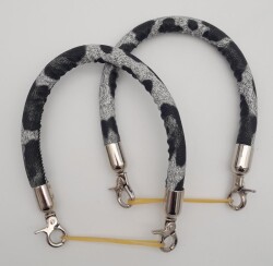 Angel Çanta Aksesuar Çift Kısa Kordon Çanta Sapı Gri Siyah Leopar Gümüş Metalli - Angel Çanta Aksesuar