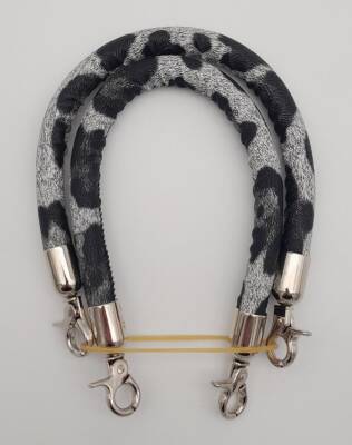 Angel Çanta Aksesuar Çift Kısa Kordon Çanta Sapı Gri Siyah Leopar Gümüş Metalli - 2