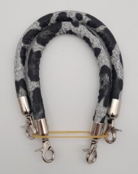 Angel Çanta Aksesuar Çift Kısa Kordon Çanta Sapı Gri Siyah Leopar Gümüş Metalli - 2