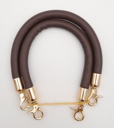 Angel Çanta Aksesuar Çift Kısa Kordon Çanta Sapı Koyu Kahverengi Light Gold Metalli - 2