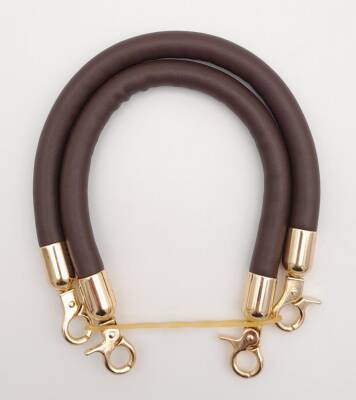 Angel Çanta Aksesuar Çift Kısa Kordon Çanta Sapı Koyu Kahverengi Light Gold Metalli - 2