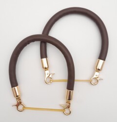 Angel Çanta Aksesuar Çift Kısa Kordon Çanta Sapı Koyu Kahverengi Light Gold Metalli - Angel Çanta Aksesuar