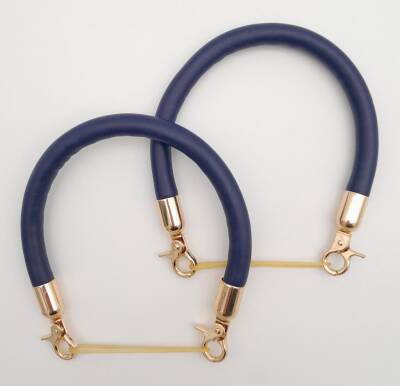 Angel Çanta Aksesuar Çift Kısa Kordon Çanta Sapı Lacivert Renk Light Gold Metalli - 1