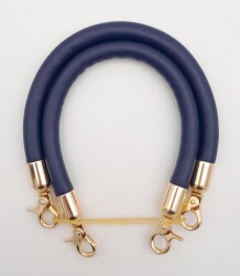 Angel Çanta Aksesuar Çift Kısa Kordon Çanta Sapı Lacivert Renk Light Gold Metalli - 2