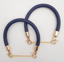 Angel Çanta Aksesuar Çift Kısa Kordon Çanta Sapı Lacivert Renk Light Gold Metalli - Angel Çanta Aksesuar
