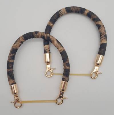 Angel Çanta Aksesuar Çift Kısa Kordon Çanta Sapı Leopar Light Gold Metalli - 1