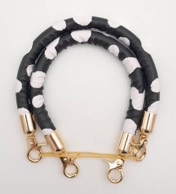 Angel Çanta Aksesuar Çift Kısa Kordon Çanta Sapı Siyah Beyaz Leopar Light Gold Metalli - 2