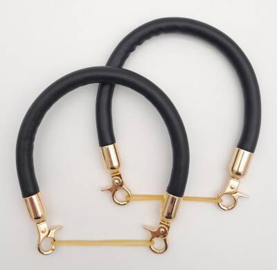 Angel Çanta Aksesuar Çift Kısa Kordon Çanta Sapı Siyah Renk Light Gold Metalli - 1