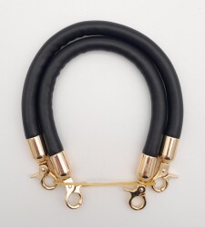 Angel Çanta Aksesuar Çift Kısa Kordon Çanta Sapı Siyah Renk Light Gold Metalli - 2