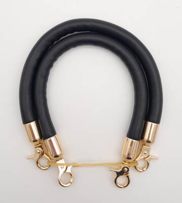 Angel Çanta Aksesuar Çift Kısa Kordon Çanta Sapı Siyah Renk Light Gold Metalli - 2