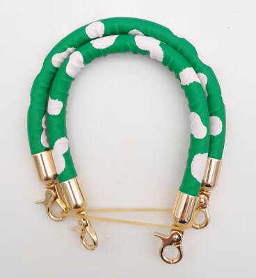 Angel Çanta Aksesuar Çift Kısa Kordon Çanta Sapı Yeşil Beyaz Leopar Light Gold Metalli - 2