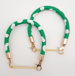 Angel Çanta Aksesuar Çift Kısa Kordon Çanta Sapı Yeşil Beyaz Leopar Light Gold Metalli - Angel Çanta Aksesuar