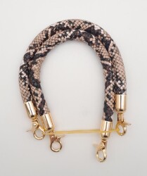 Angel Çanta Aksesuar Çift Kısa Kordon Çanta Sapı Yılan Derisi Desen Light Gold Metalli - 2