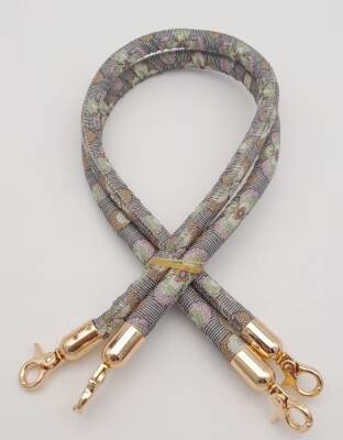 Angel Çanta Aksesuar Çift Kordon Çanta Sapı Gri Lila Çiçekli Light Gold Metalli - 2