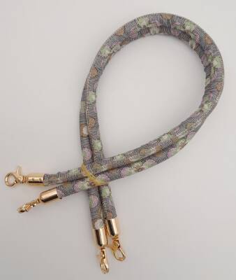 Angel Çanta Aksesuar Çift Kordon Çanta Sapı Gri Lila Çiçekli Light Gold Metalli - 3