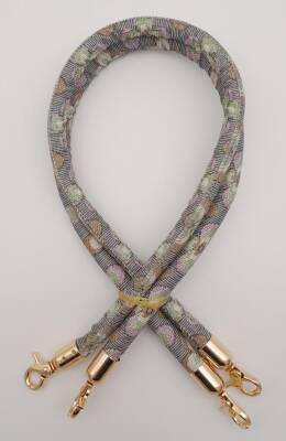 Angel Çanta Aksesuar Çift Kordon Çanta Sapı Gri Lila Çiçekli Light Gold Metalli - 1