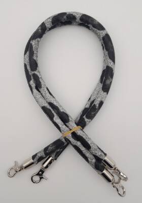 Angel Çanta Aksesuar Çift Kordon Çanta Sapı Gri Siyah Leopar Gümüş Metalli - 1