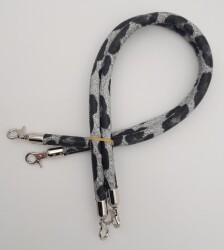 Angel Çanta Aksesuar Çift Kordon Çanta Sapı Gri Siyah Leopar Gümüş Metalli - 3