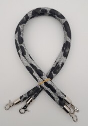 Angel Çanta Aksesuar Çift Kordon Çanta Sapı Gri Siyah Leopar Gümüş Metalli - Angel Çanta Aksesuar