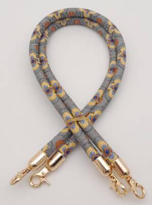 Angel Çanta Aksesuar Çift Kordon Çanta Sapı Gri Turuncu Çiçekli Light Gold Metalli - 2