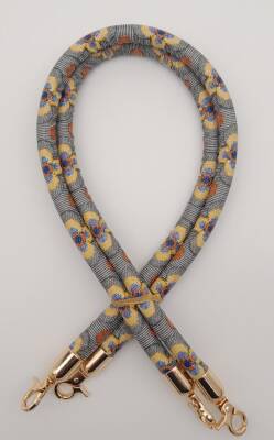 Angel Çanta Aksesuar Çift Kordon Çanta Sapı Gri Turuncu Çiçekli Light Gold Metalli - 1