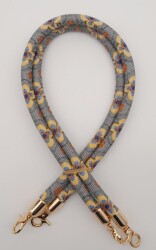 Angel Çanta Aksesuar Çift Kordon Çanta Sapı Gri Turuncu Çiçekli Light Gold Metalli - Angel Çanta Aksesuar