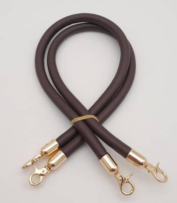 Angel Çanta Aksesuar Çift Kordon Çanta Sapı Koyu Kahverengi Light Gold Metalli - 2