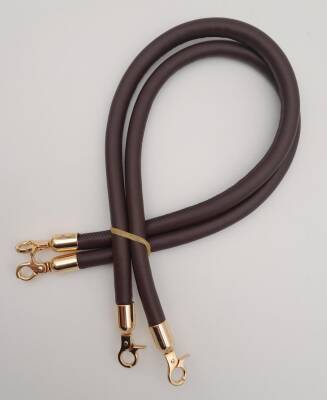 Angel Çanta Aksesuar Çift Kordon Çanta Sapı Koyu Kahverengi Light Gold Metalli - 3