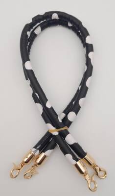 Angel Çanta Aksesuar Çift Kordon Çanta Sapı Siyah Beyaz Leopar Light Gold Metalli - 1