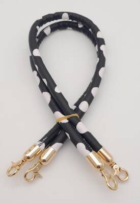 Angel Çanta Aksesuar Çift Kordon Çanta Sapı Siyah Beyaz Leopar Light Gold Metalli - 2