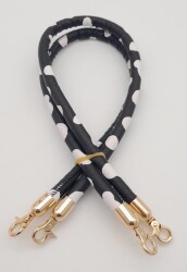 Angel Çanta Aksesuar Çift Kordon Çanta Sapı Siyah Beyaz Leopar Light Gold Metalli - 2