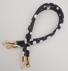 Angel Çanta Aksesuar Çift Kordon Çanta Sapı Siyah Beyaz Leopar Light Gold Metalli - 3