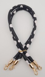 Angel Çanta Aksesuar Çift Kordon Çanta Sapı Siyah Beyaz Leopar Light Gold Metalli - Angel Çanta Aksesuar