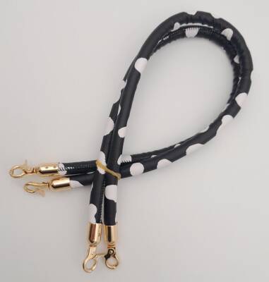 Angel Çanta Aksesuar Çift Kordon Çanta Sapı Siyah Beyaz Leopar Light Gold Metalli - 3